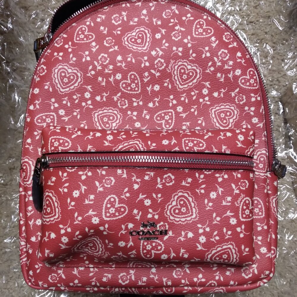 Coach Lace Heart Print Charlie Backpack